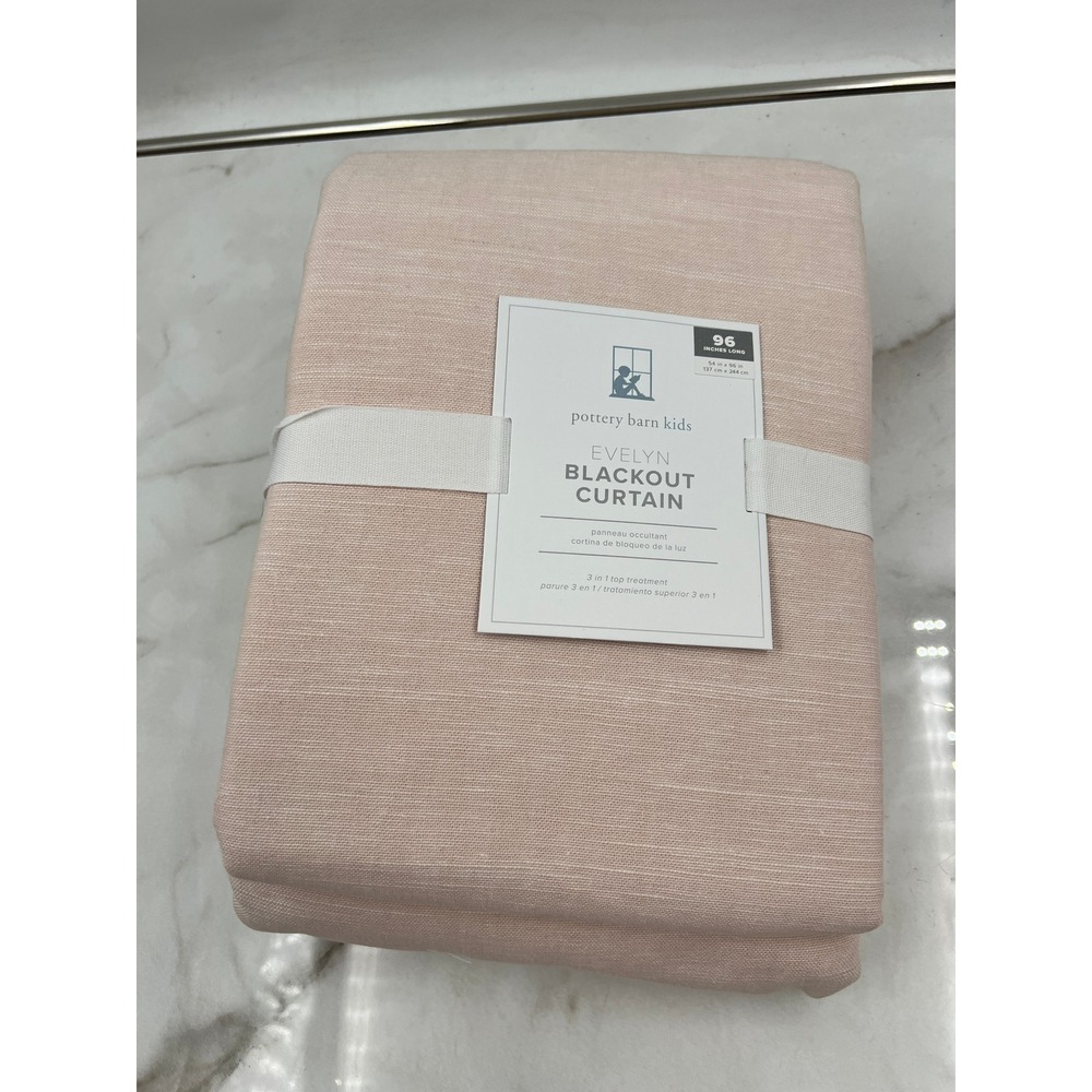 Pottery Barn Kids Curtain 54x96 Pink Evelyn Blackout Cotton Linen Blend NWT